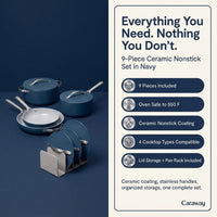 9-Piece Ceramic Nonstick Cookware Set in Navy — Results & Stats