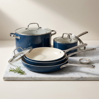 9-Piece Ceramic Nonstick Cookware Set in Navy — Studio Shot