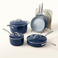 9-Piece Ceramic Nonstick Cookware Set in Navy — Studio Shot