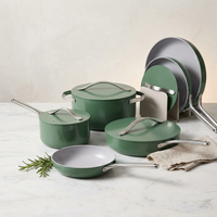 9-Piece Ceramic Nonstick Cookware Set in Sage — Studio Shot