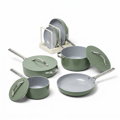 Ceramic Nonstick Cookware Set Designed for Daily Cooking, 9 Piece, Oven Safe 550F, Multi-Cooktop Compatible