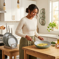 9-Piece Ceramic Nonstick Cookware Set in Sage — Lifestyle