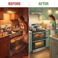 Electric Range Built for Home Cooking, 6.6 Cu Ft Double Oven, 5 Elements, Convection Technology — Before & After