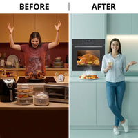 Single Wall Oven, 24 Inch 3000W Built-In Electric Convection Oven, 25 Cu.Ft. Capacity, Touch Control, Timer, Black — Before & After