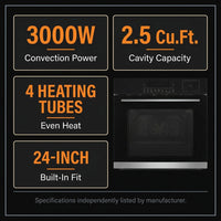 Single Wall Oven, 24 Inch 3000W Built-In Electric Convection Oven, 25 Cu.Ft. Capacity, Touch Control, Timer, Black — Results & Stats
