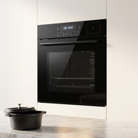 Single Wall Oven, 24 Inch 3000W Built-In Electric Convection Oven, 25 Cu.Ft. Capacity, Touch Control, Timer, Black — Studio Shot