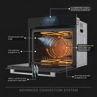 Single Wall Oven, 24 Inch 3000W Built-In Electric Convection Oven, 25 Cu.Ft. Capacity, Touch Control, Timer, Black — How It Works