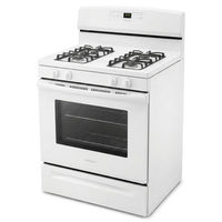 White Freestanding Gas Range with 5.1 Cu. Ft. & Bake Assist Temps — Studio Shot
