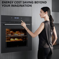Single Wall Oven, 24 Inch 3000W Built-In Electric Convection Oven, 25 Cu.Ft. Capacity, Touch Control, Timer, Black